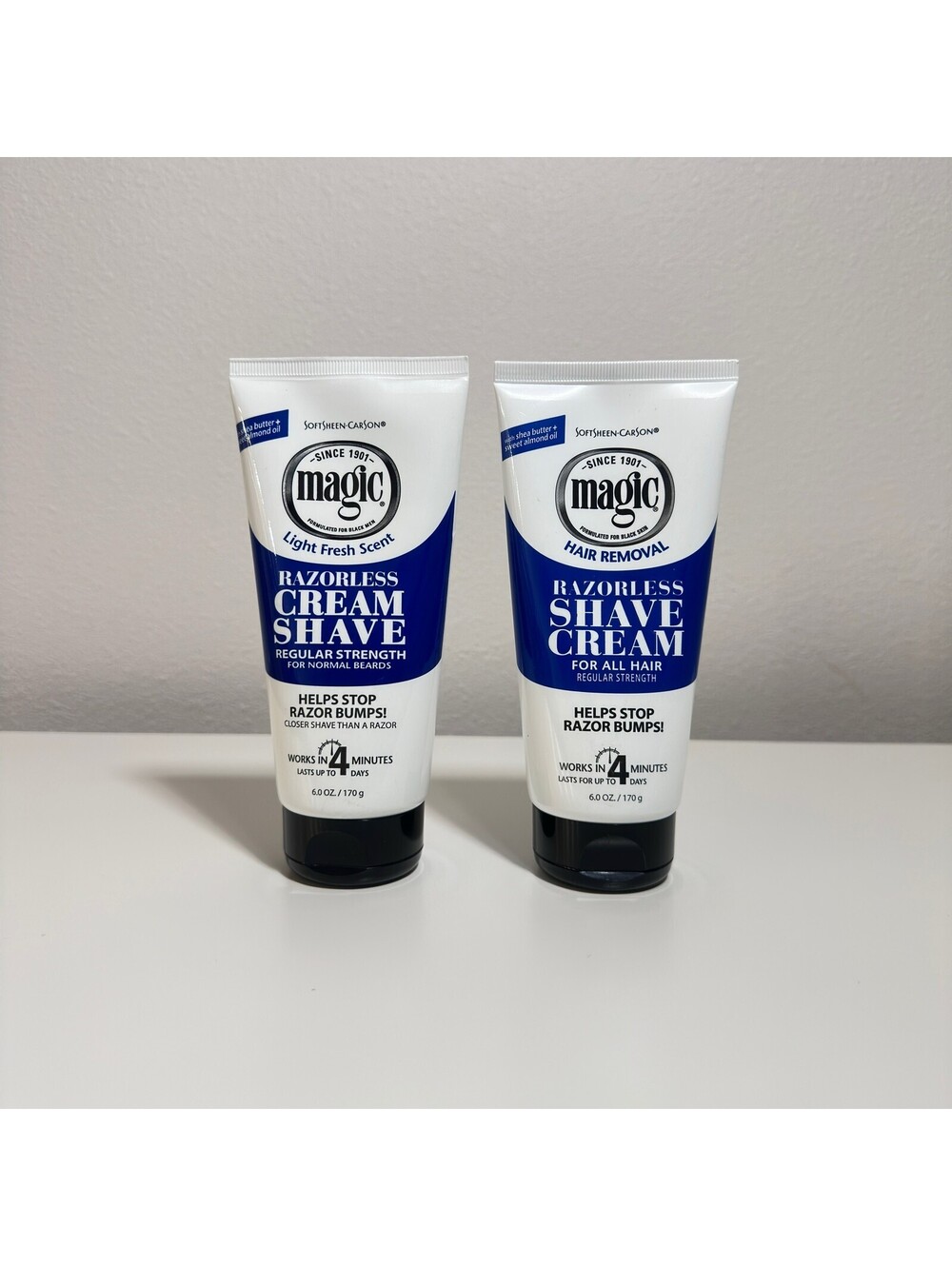 2 Pack SoftSheen-Carson Magic Razorless Cream Shave Regular Strength 6oz